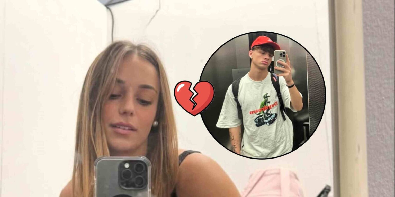 Luk3 e Alessia Pecchia in studio ad Amici 24 durante un’esibizione, con focus sulle voci di rottura e sui segnali social legati alla coppia.