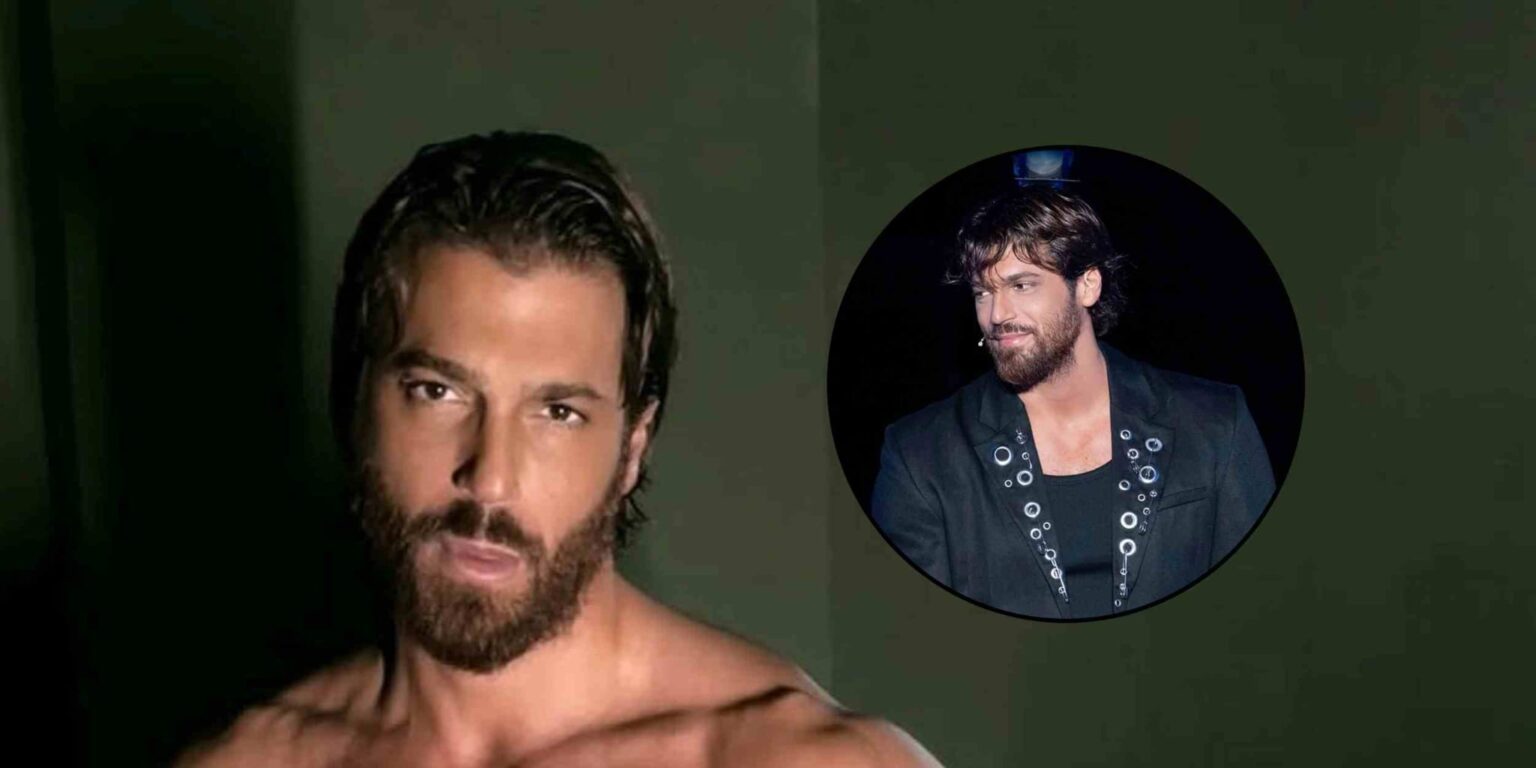 Primo piano di Can Yaman mentre la stampa parla di Can Yaman arrestato e di verifiche della Procura di Istanbul.