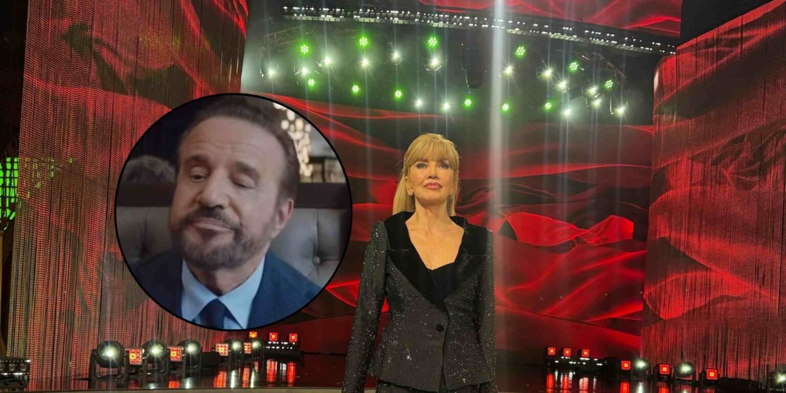 Schermata TV di Milly Carlucci durante Ballando con le Stelle, post social rimosso da De Sica