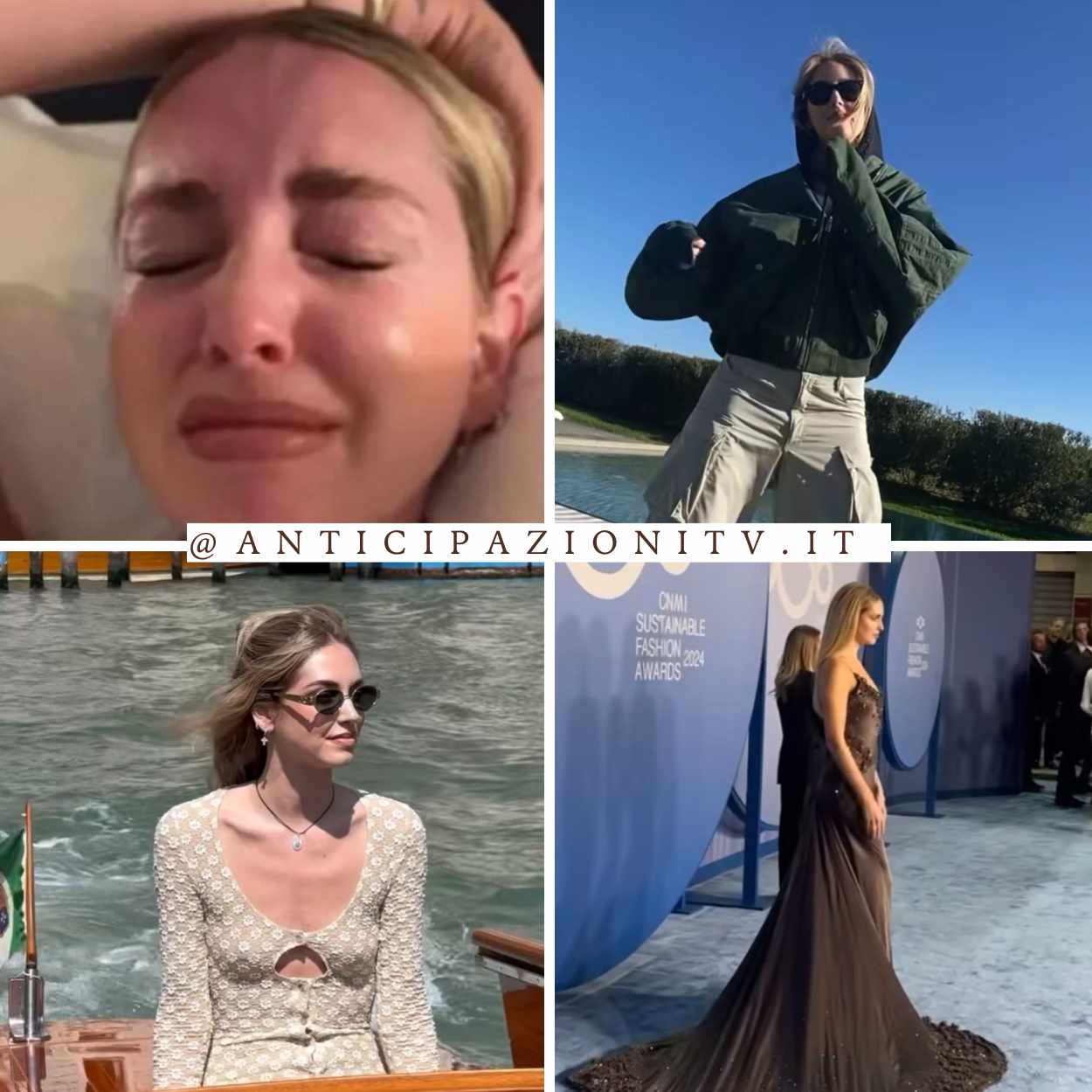 Chiara Ferragni in scatti dal video saluto al 2024, con immagini che riflettono emozioni e cambiamenti dell'anno.