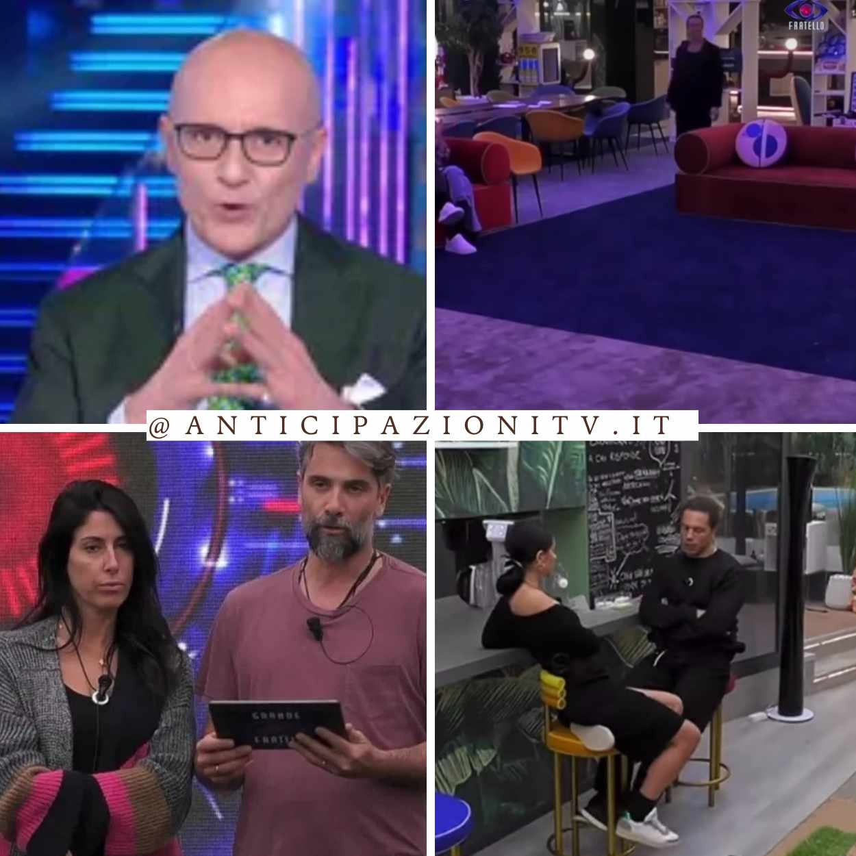 Concorrenti del Grande Fratello durante il comunicato ufficiale per il provvedimento disciplinare con riduzione del budget settimanale.