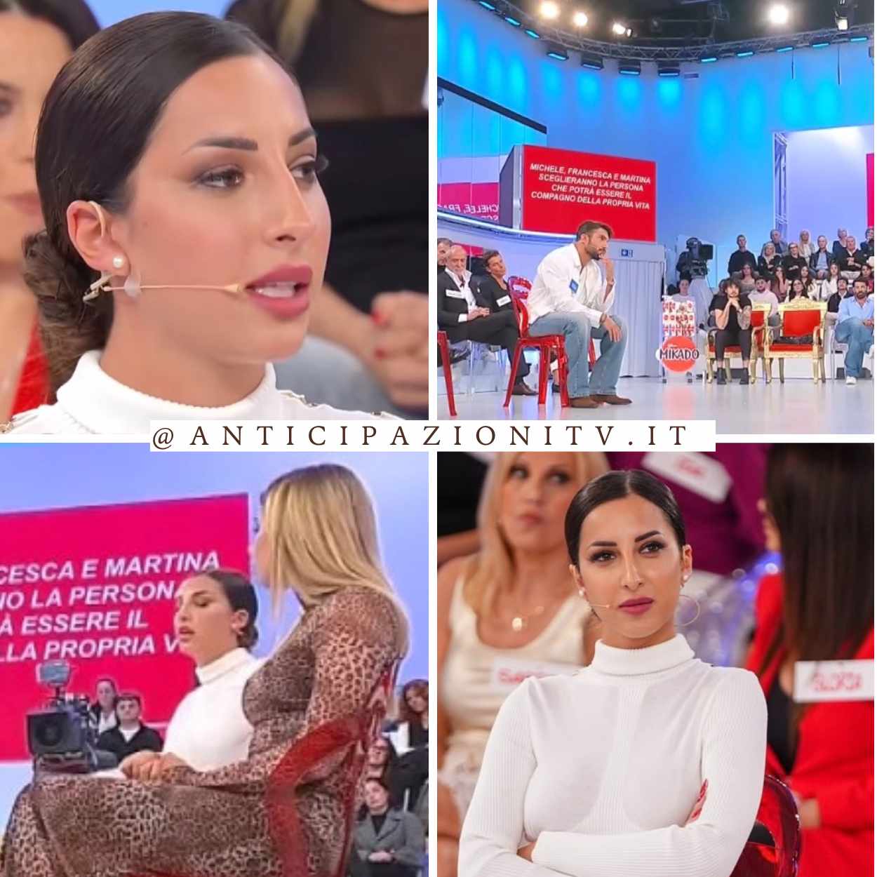 Francesca Sorrentino a Uomini e Donne, trono classico, durante una registrazione del programma.