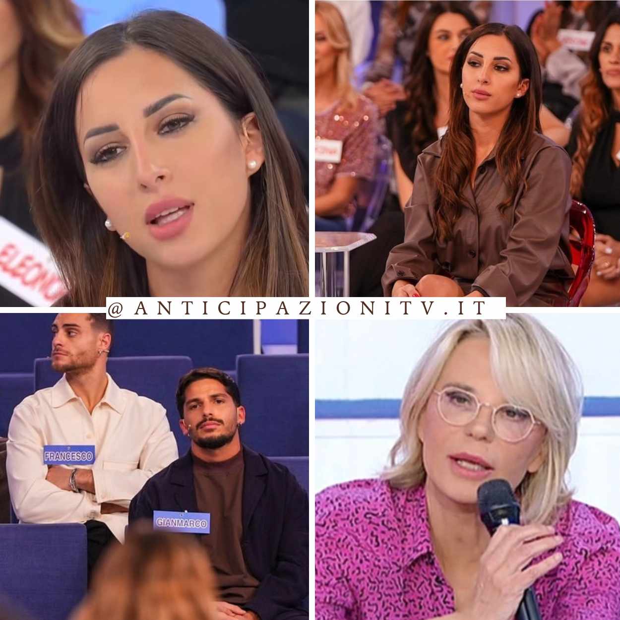 Francesca Sorrentino e Martina De Ioannon con i corteggiatori nello studio di Uomini e Donne