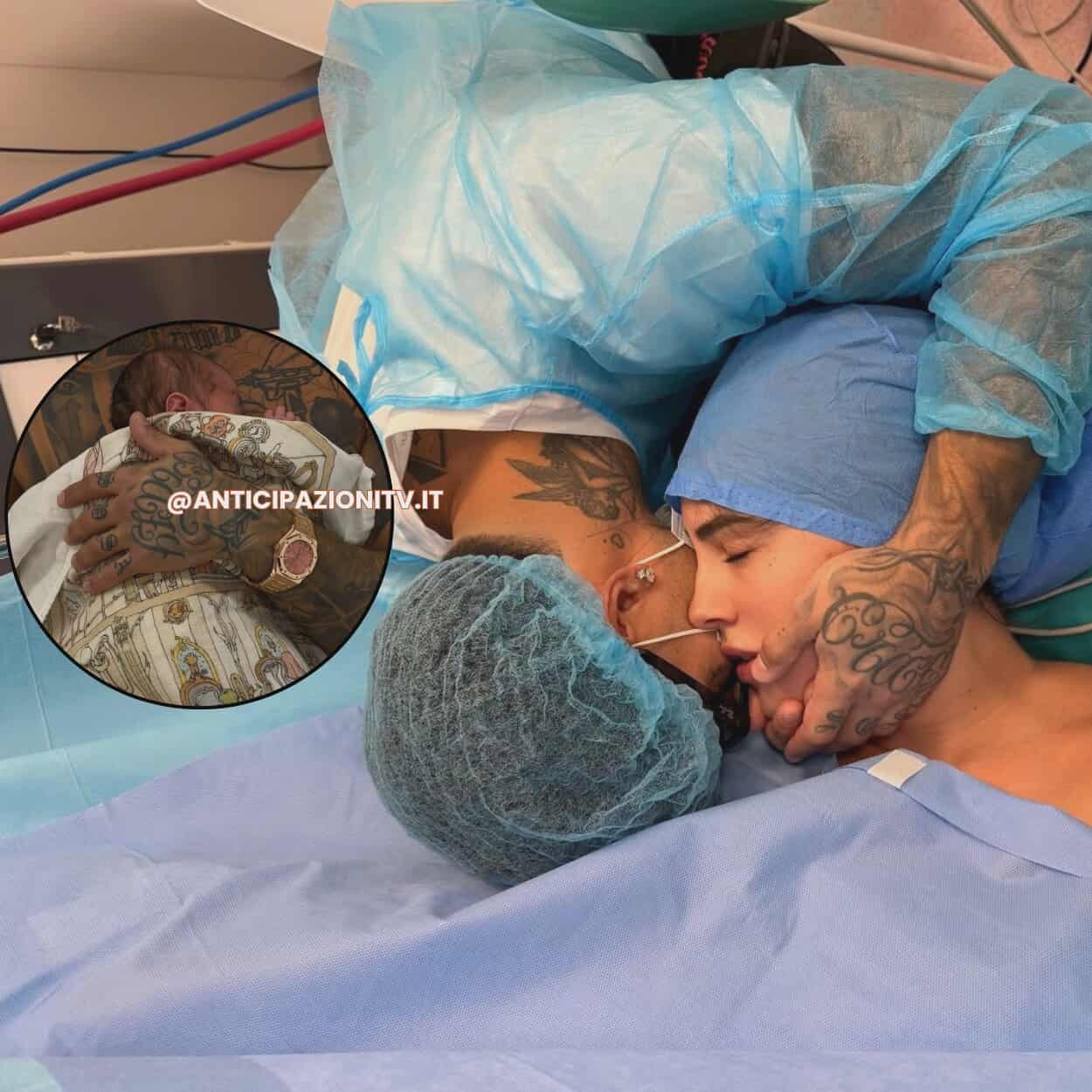 Giulia De Lellis e Tony Effe con la figlia Priscilla nel tenero annuncio di nascita condiviso su Instagram