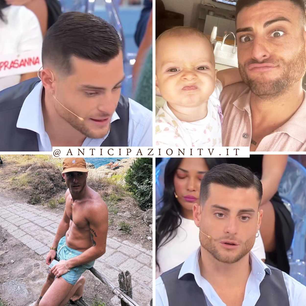 Francesco De Martino, corteggiatore di Uomini e Donne, con uno sguardo intenso in studio.