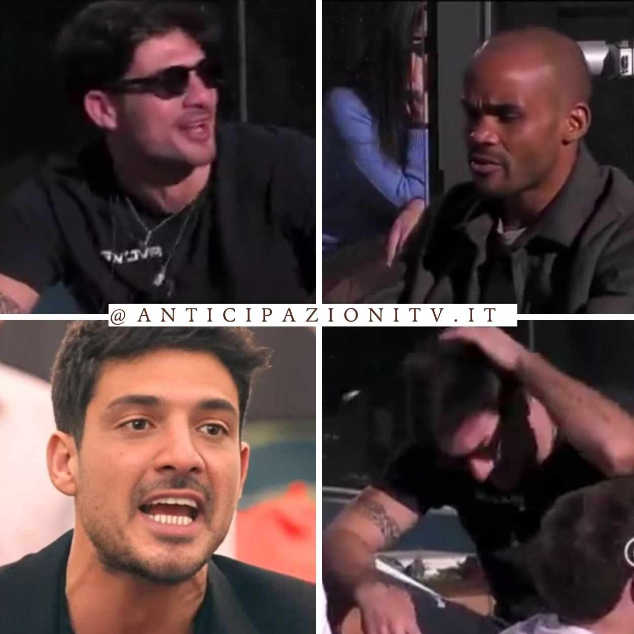 Lorenzo Spolverato e Maxime Mbanda al Grande Fratello durante una conversazione: Lorenzo parla di un ex compagno, scatenando reazioni.