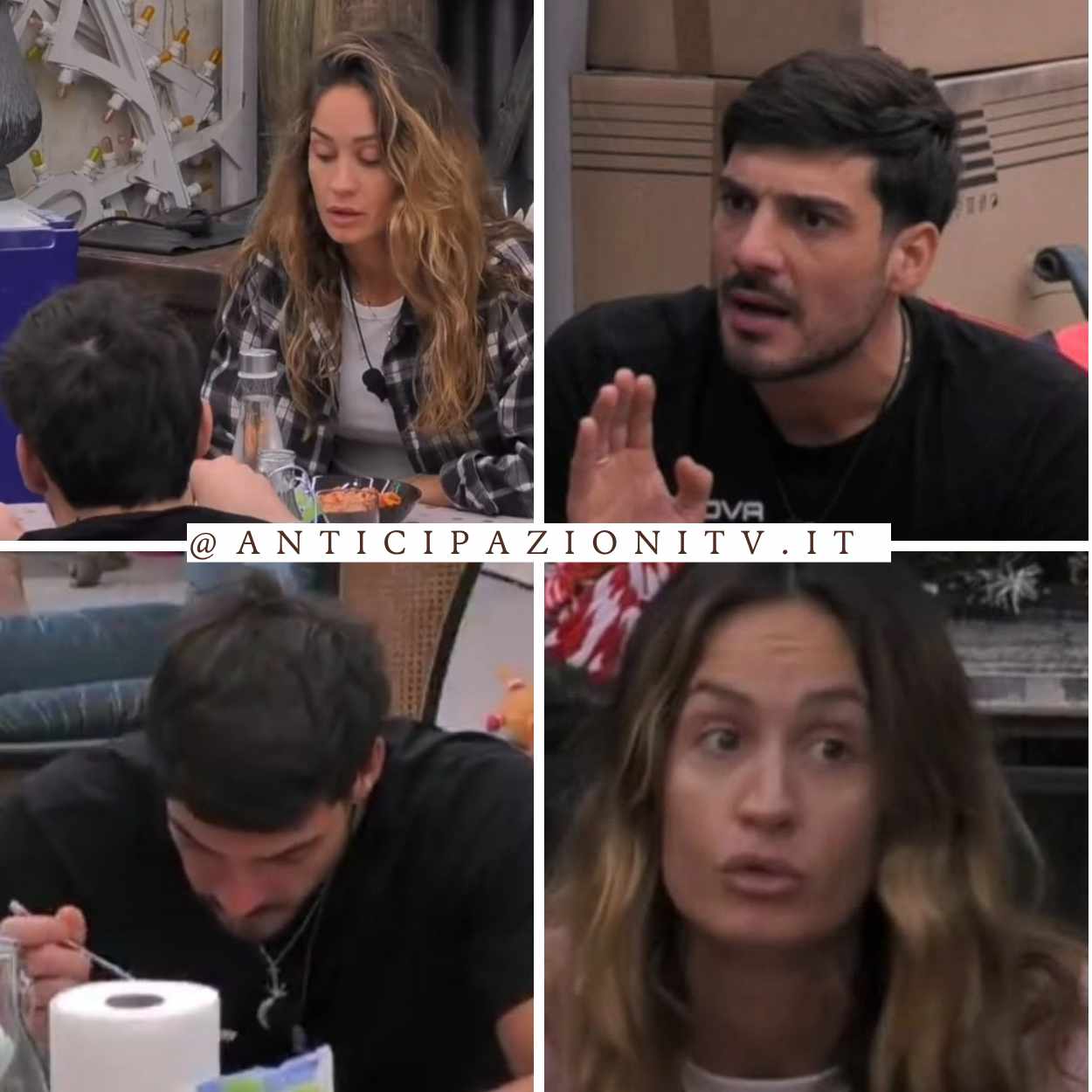 Lorenzo Spolverato ed Helena Prestes al Grande Fratello in un momento di discussione accesa nella Casa.