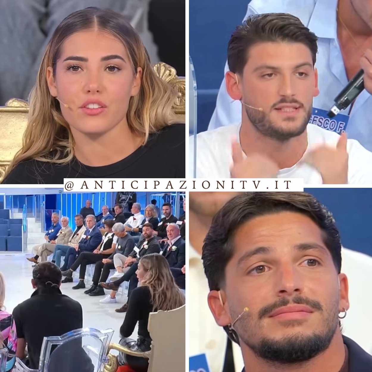 Martina De Ioannon con Ciro Solimeno e Gianmarco Steri nello studio di Uomini e Donne.