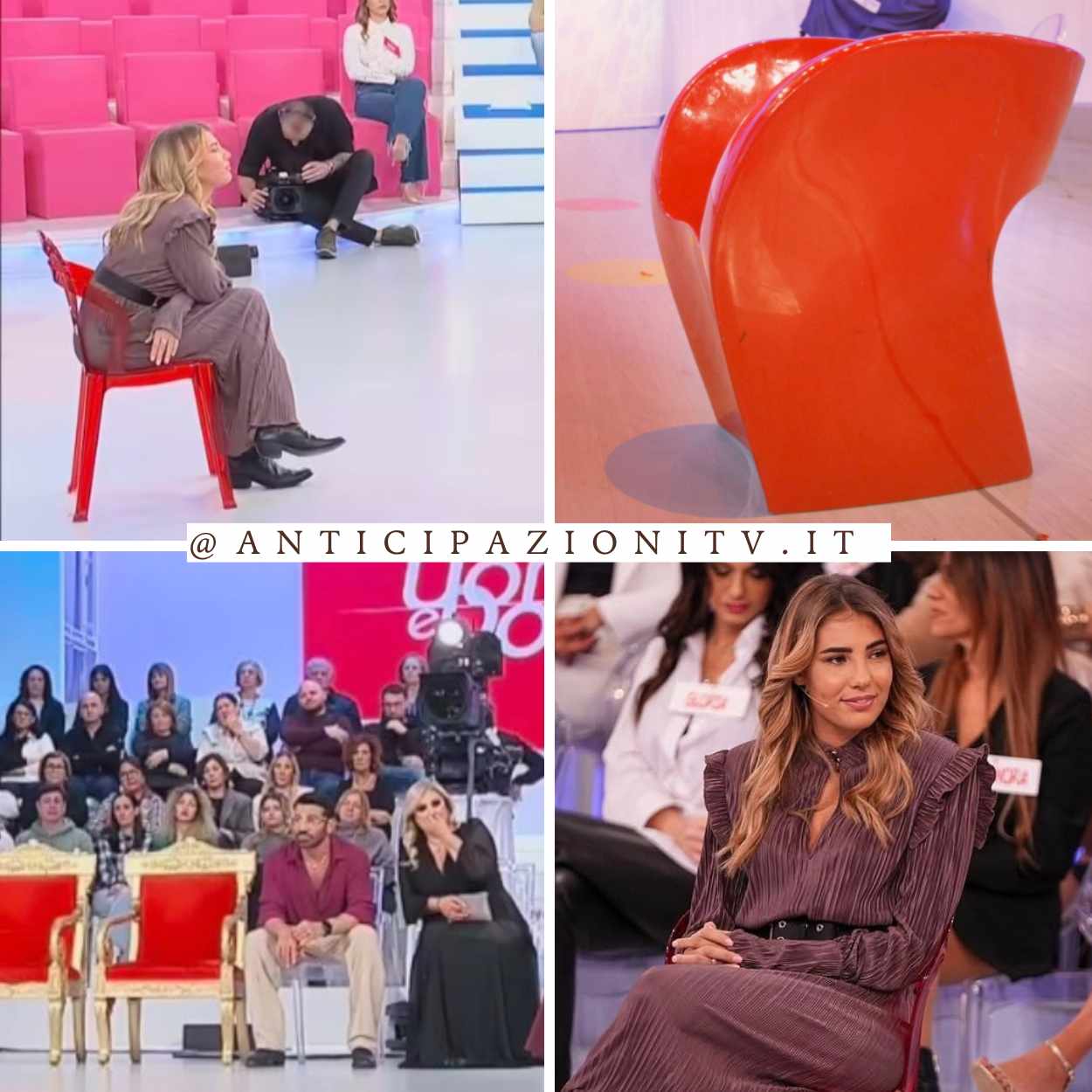 Martina De Ioannon a Uomini e Donne con i suoi corteggiatori durante un momento della puntata.