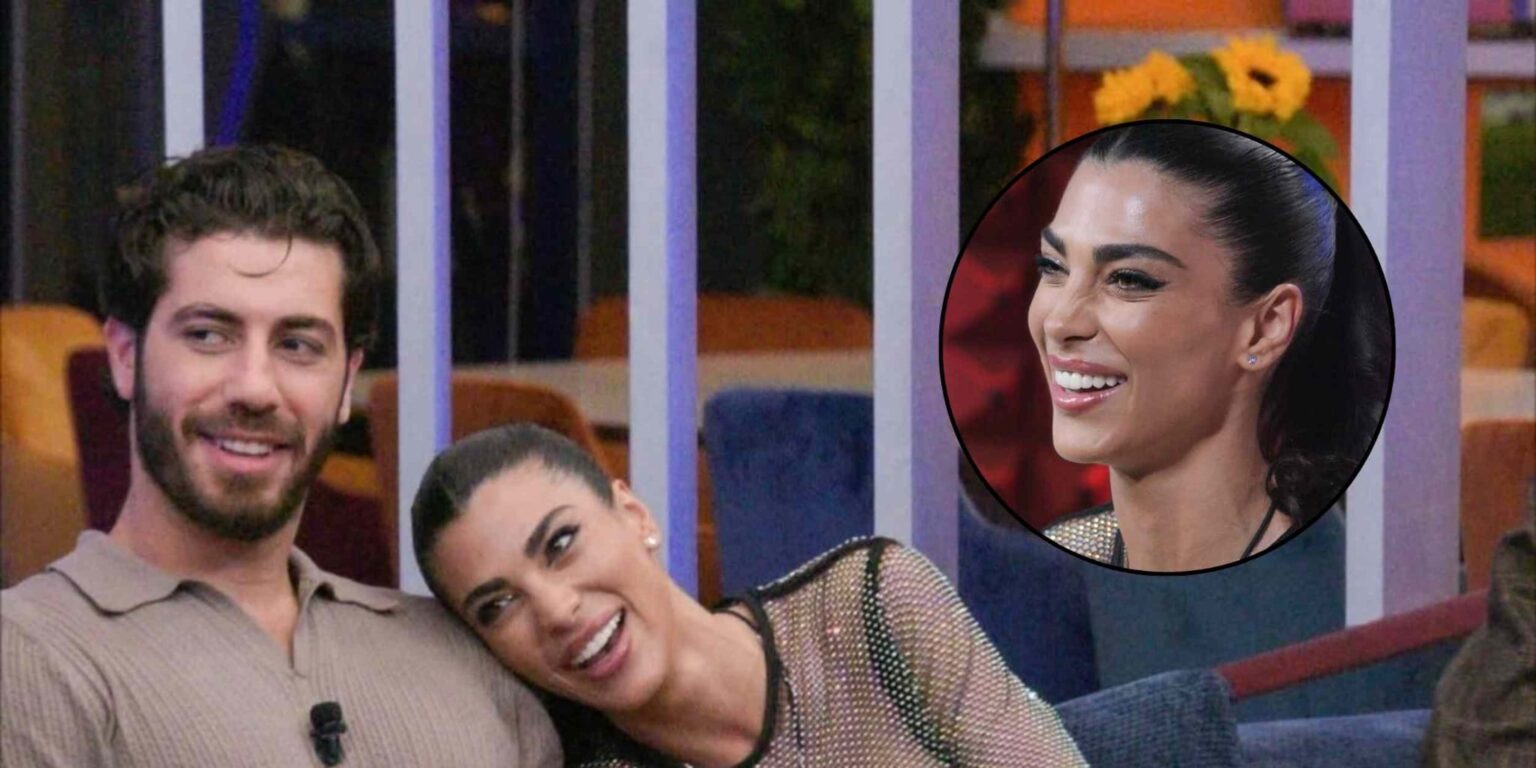 Rasha Younes guarda la diretta del Grande Fratello con Omer in cucina sullo schermo