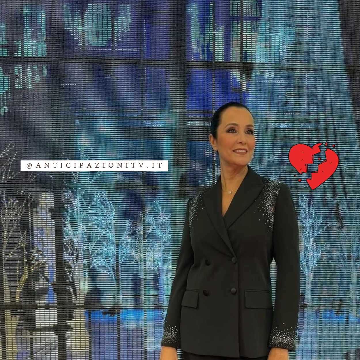 Primo piano di Roberta Capua con espressione composta