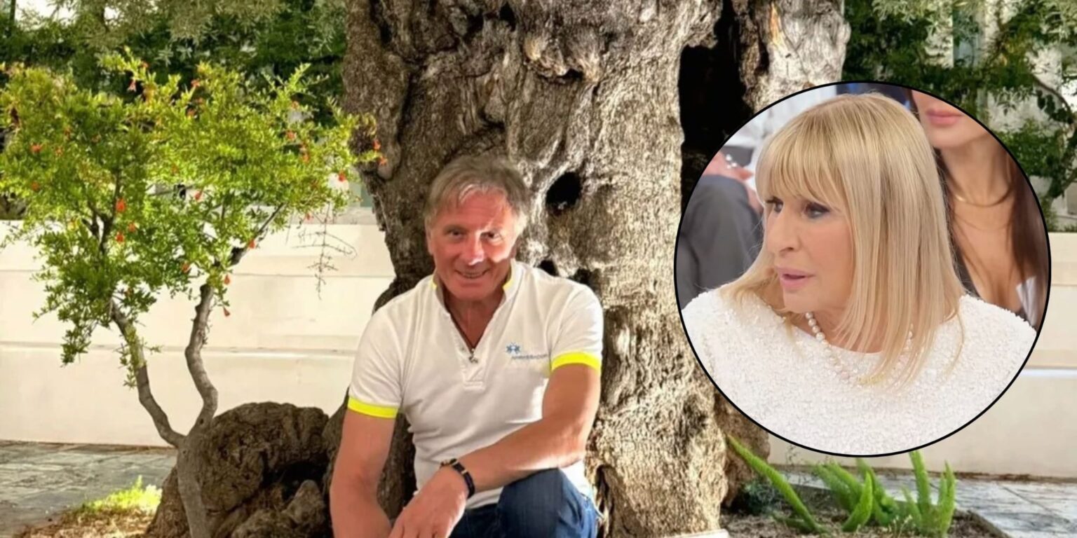 Giorgio Manetti in primo piano mentre parla della storia con Gemma Galgani