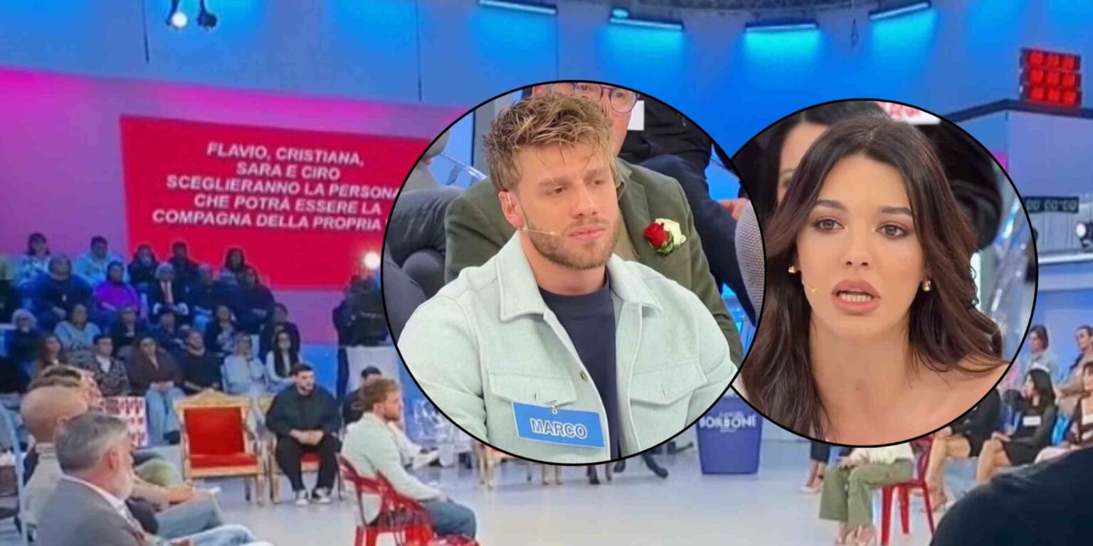 Sara Gaudenzi in studio a Uomini e Donne dopo l’eliminazione di Marco Veneselli, con riferimento alle tensioni con Jakub Bakkour e al ballo con Simone Bonaccorsi.