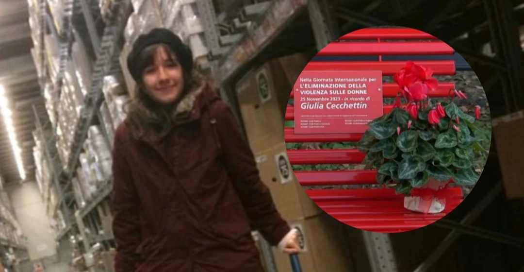Uno scatto della panchina per ricordare Giulia Cecchettin