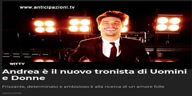 Uomini e Donne, dopo l'annuncio di Raffaella Mennoia, la conferma ufficiale: è Andrea il nuovo tronista