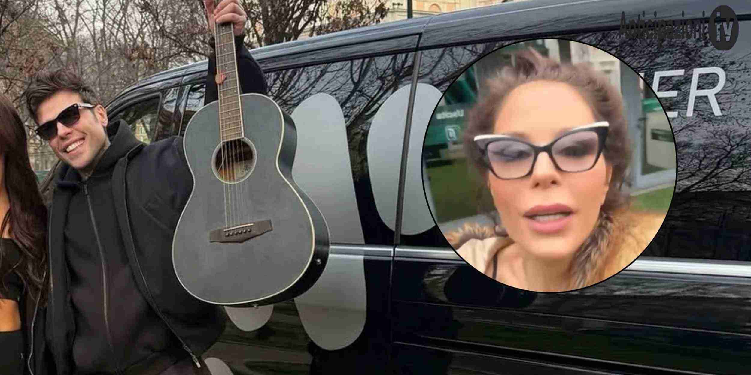 Naike Rivelli in un video social mentre critica Fedez durante Sanremo 2026, con riferimento al passaggio a Casa Sanremo e alle guardie del corpo.