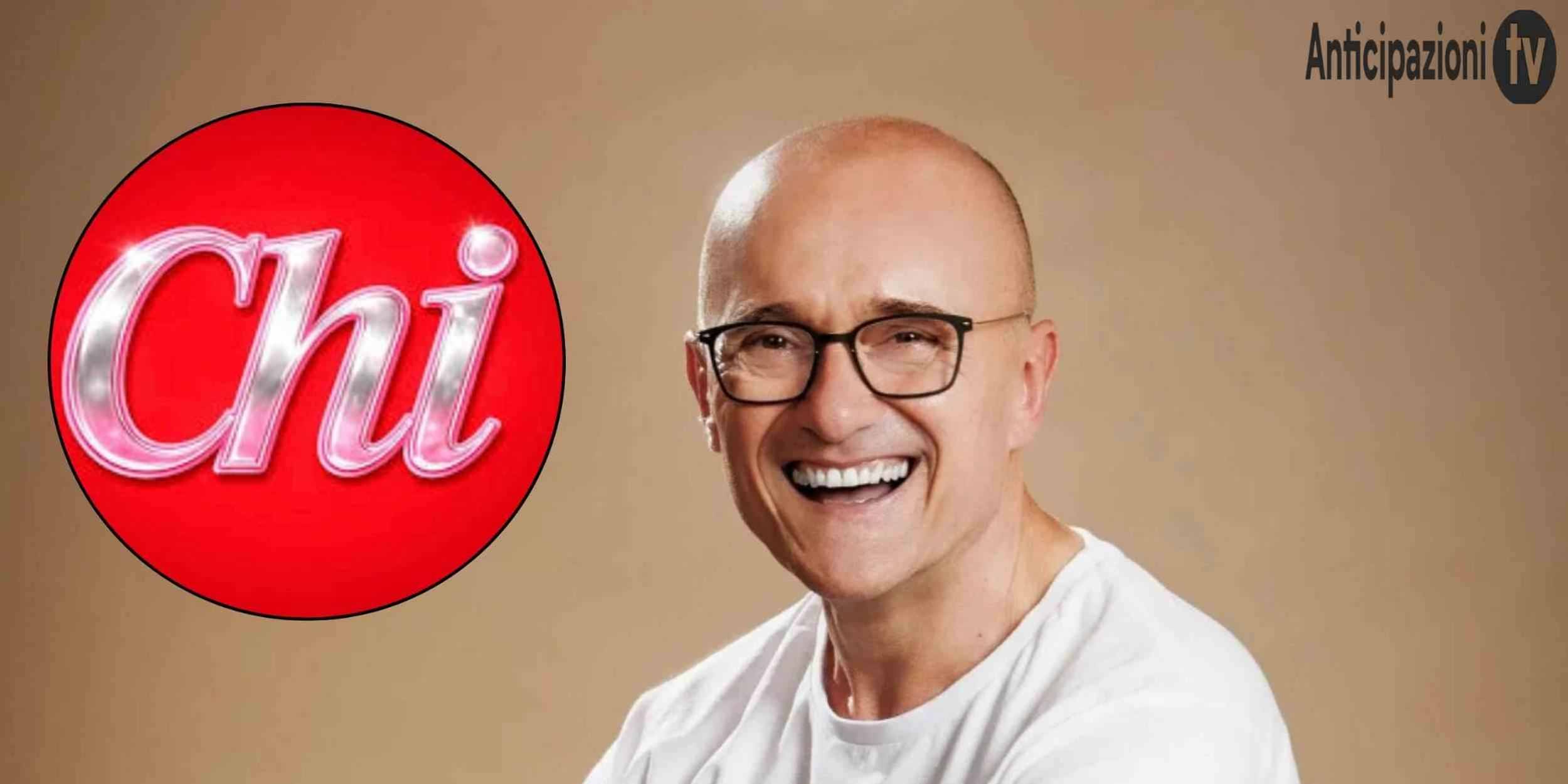Alfonso Signorini in un’immagine legata al settimanale Chi, con riferimento alla lettera ai lettori e al comunicato in edicola dal 4 marzo.