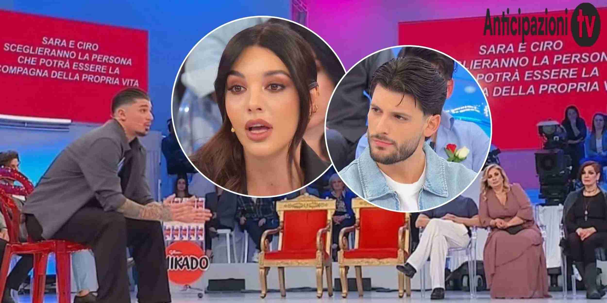 Rissa sfiorata, malore e censura a Uomini e Donne: coinvolti Sara, Matteo e Ciro