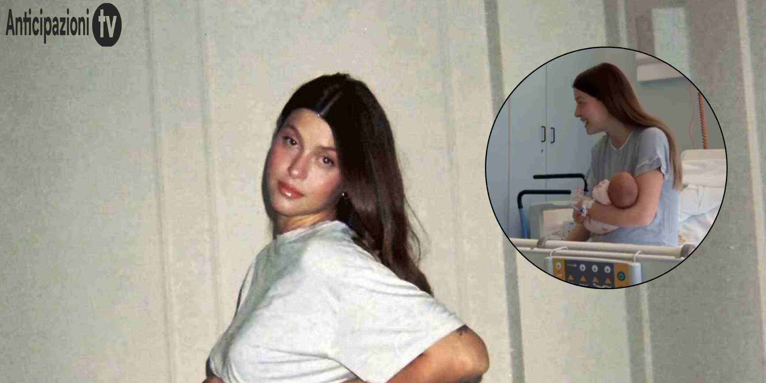 Natalia Paragoni e Andrea Zelletta con la loro figlia Beatrice dopo la nascita