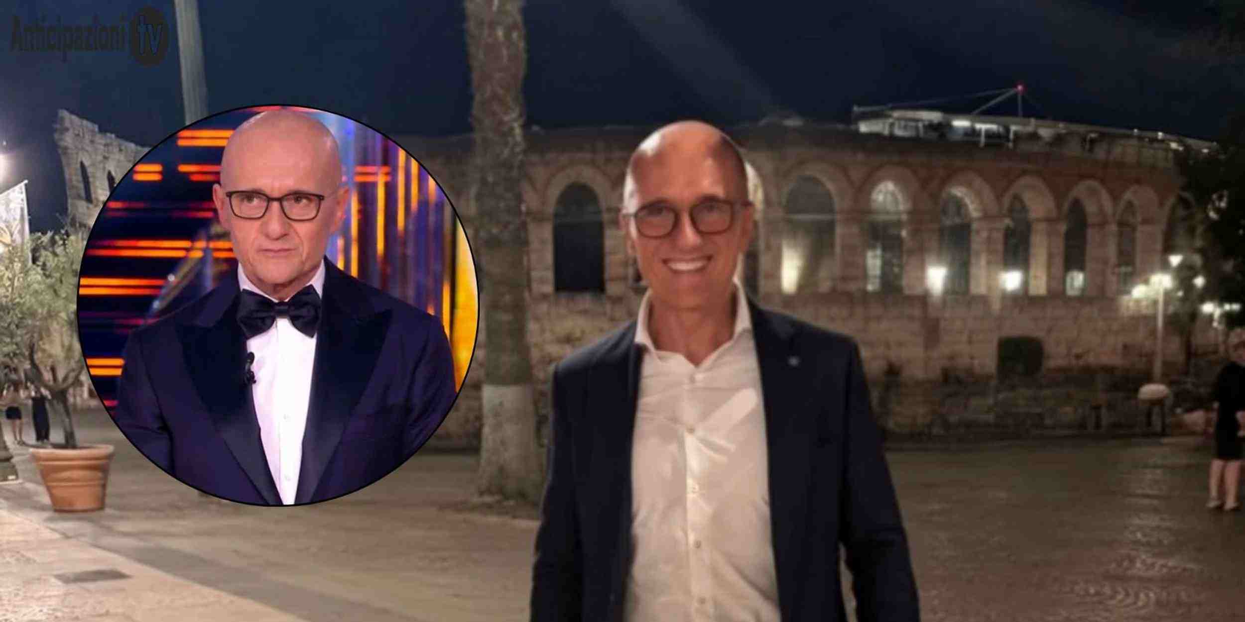 Alfonso Signorini all'Arena Verona dopo la sospensione da Mediaset e dal Grande Fratello