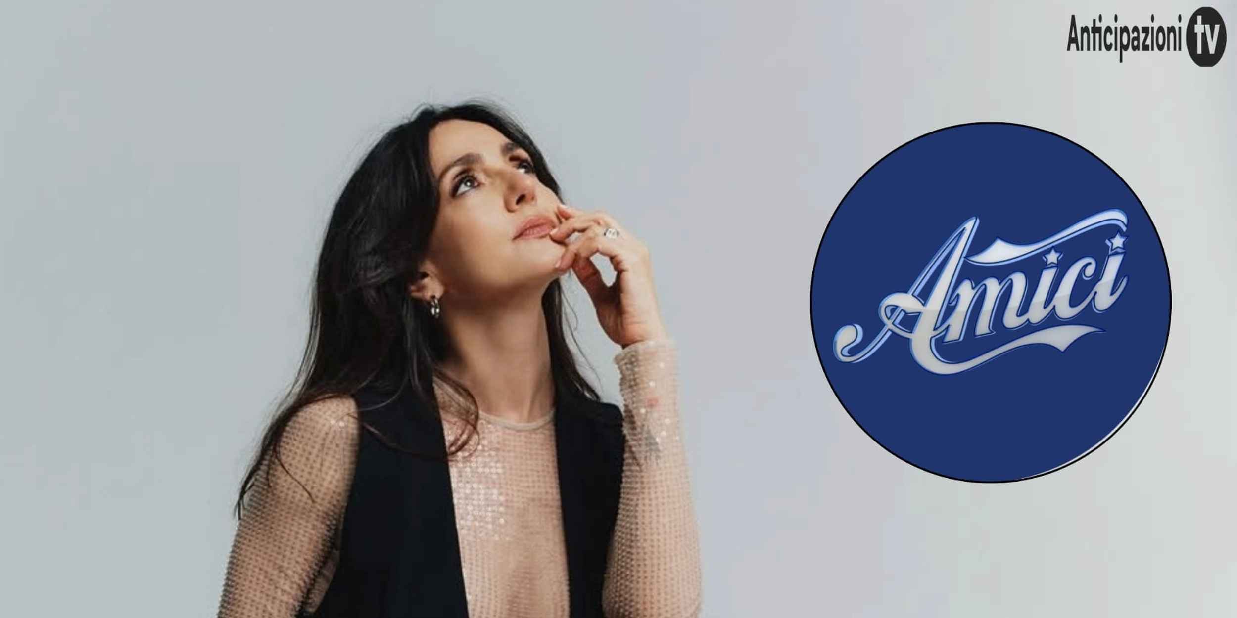 Ambra Angiolini e il logo di Amici