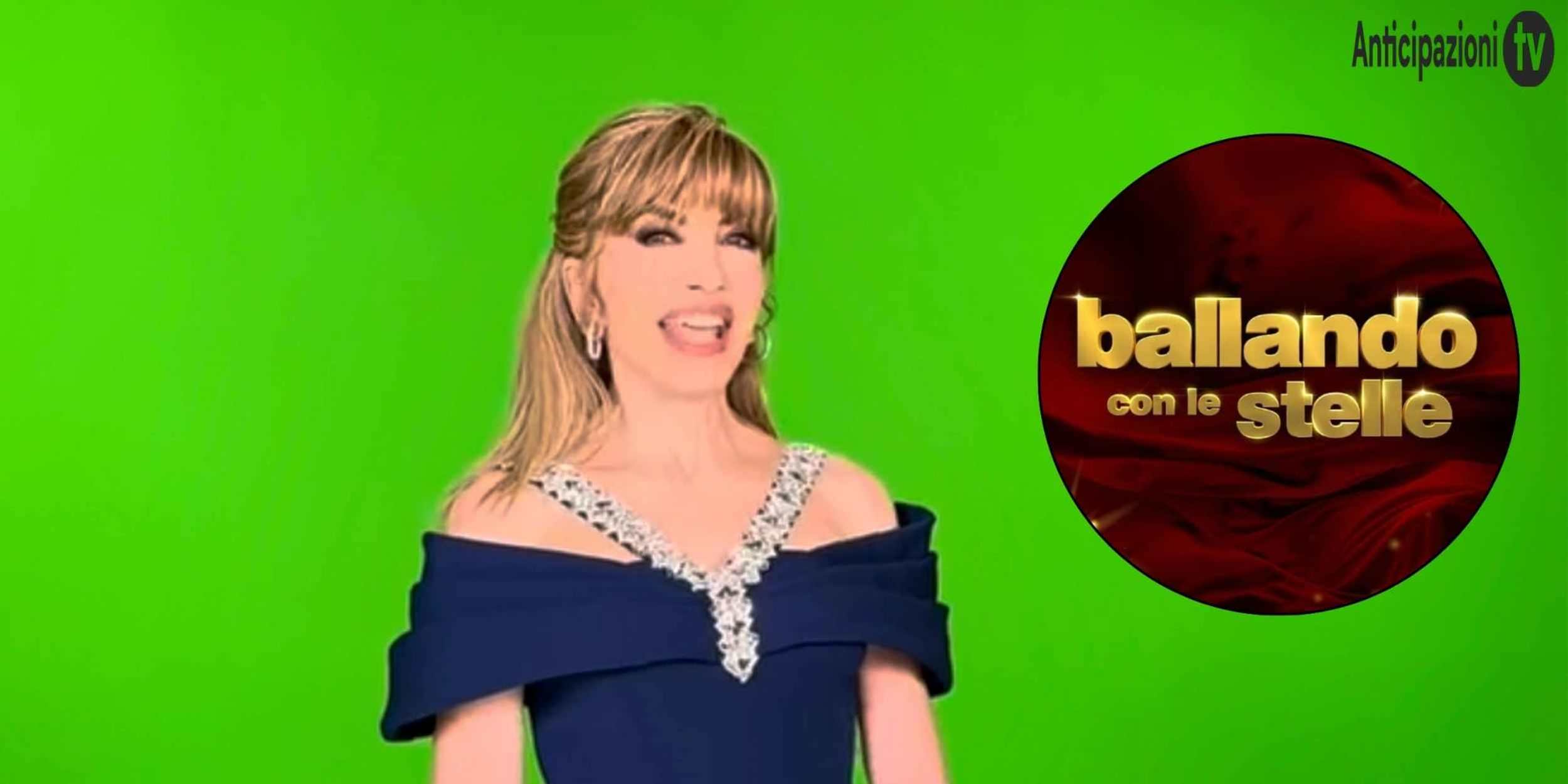 Milly Carlucci e il logo di Ballando con le Stelle