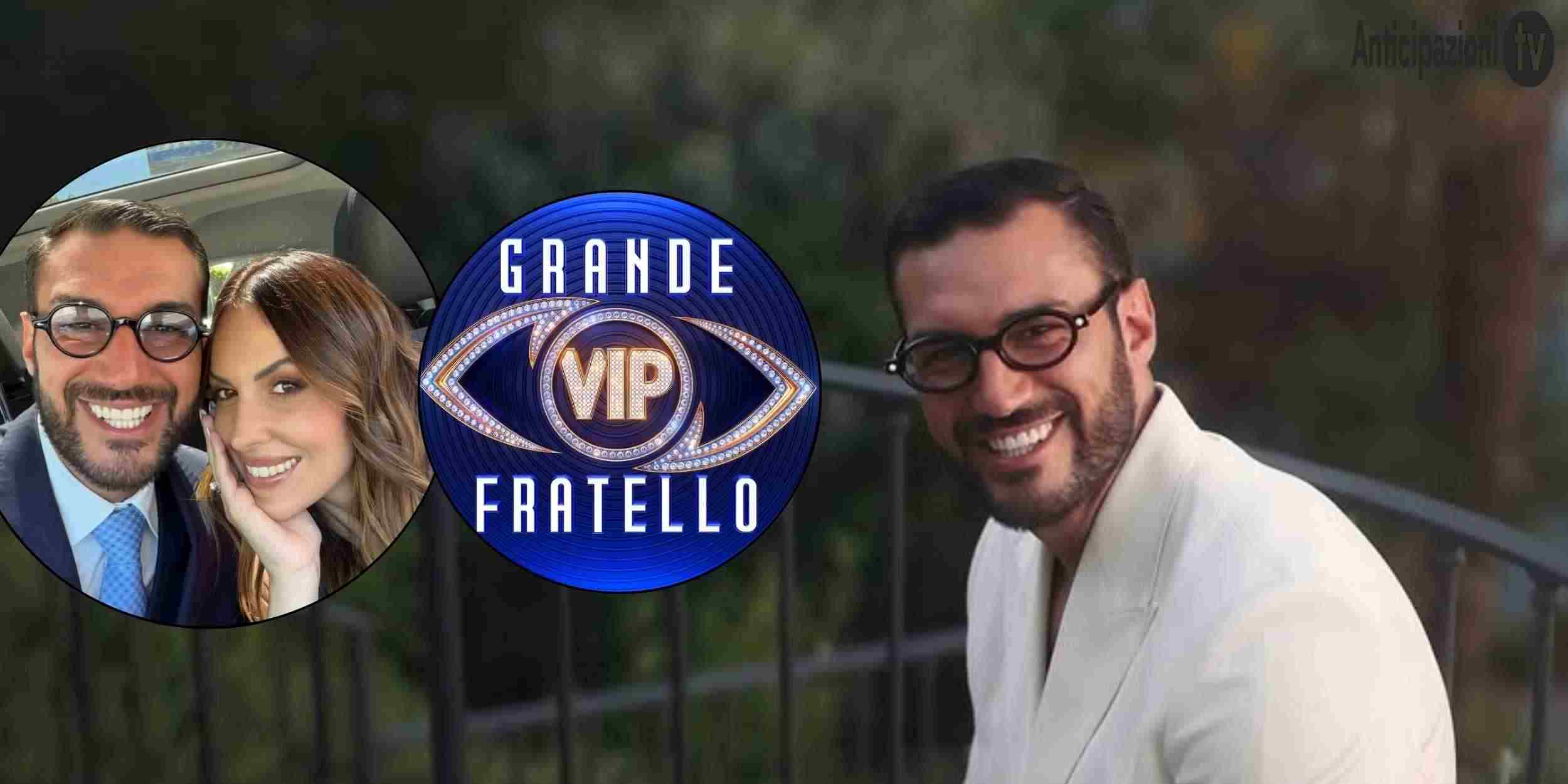 Claudia Dionigi e Lorenzo Riccardi con il logo del GF VIP