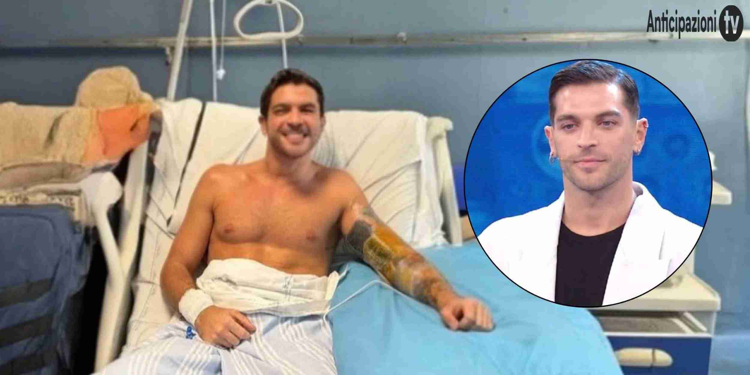 Simone Nolasco ricoverato in ospedale dopo un incidente stradale.