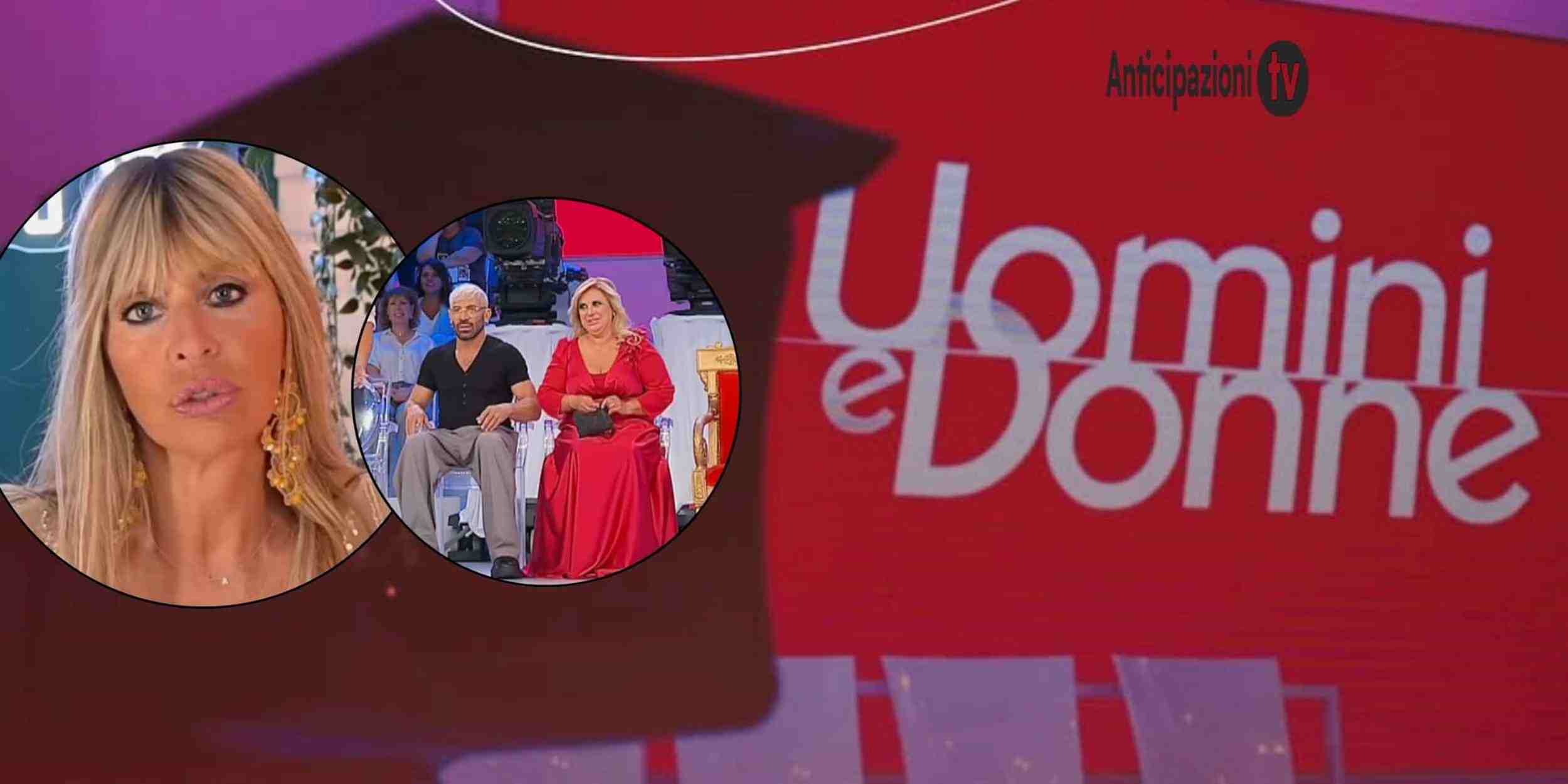 Alessandra Mussolini, Gianni Sperti e Tina Cipollari nello studio di Uomini e Donne.